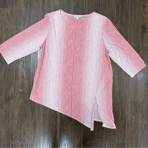 SEVEN FORTY TWO RED AND WHITE STRIPED ASYMMETRICAL TOP